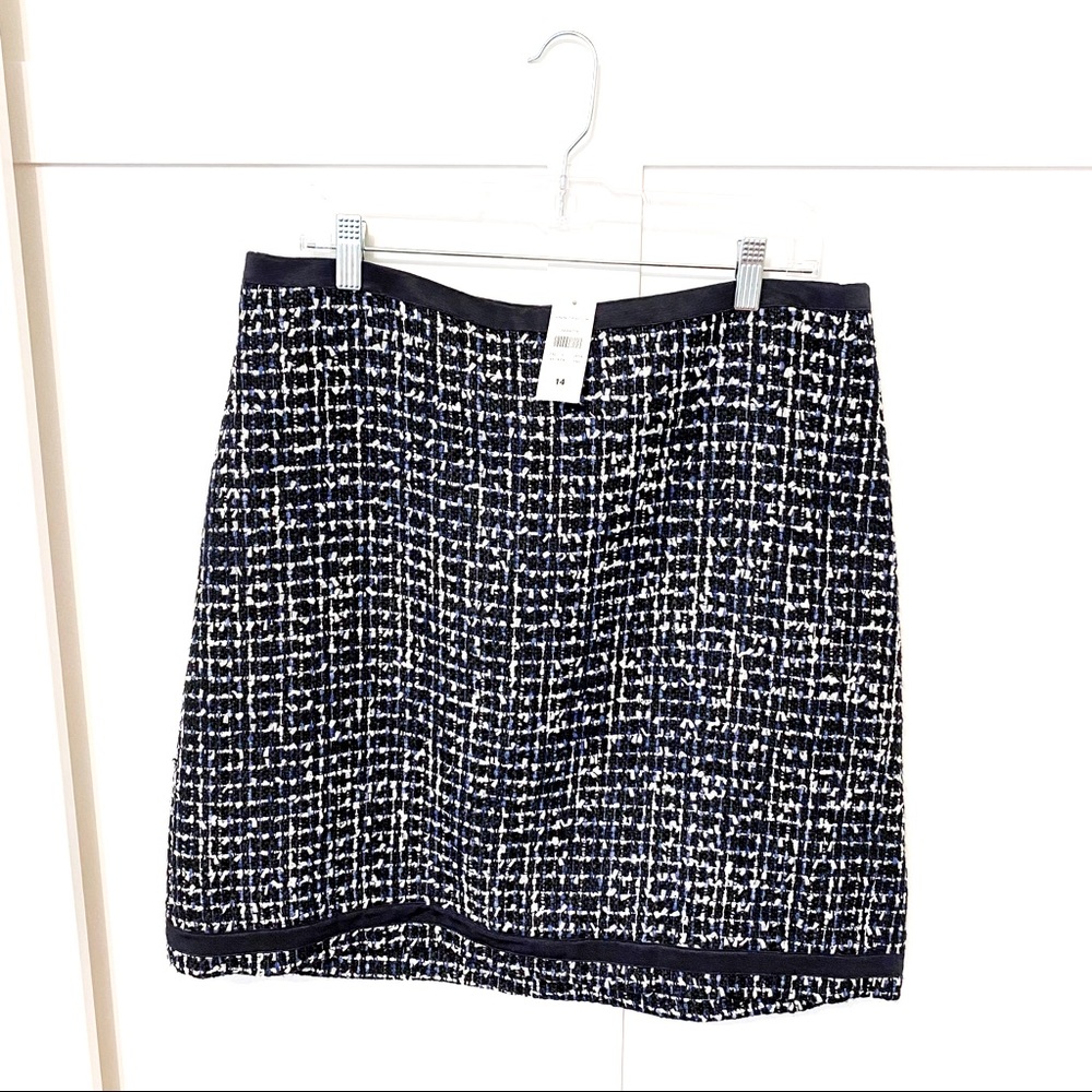 Ann Taylor Tweed A-Line Skirt in Blue & White US14 Cold Weather Skirt - Picture 2 of 5